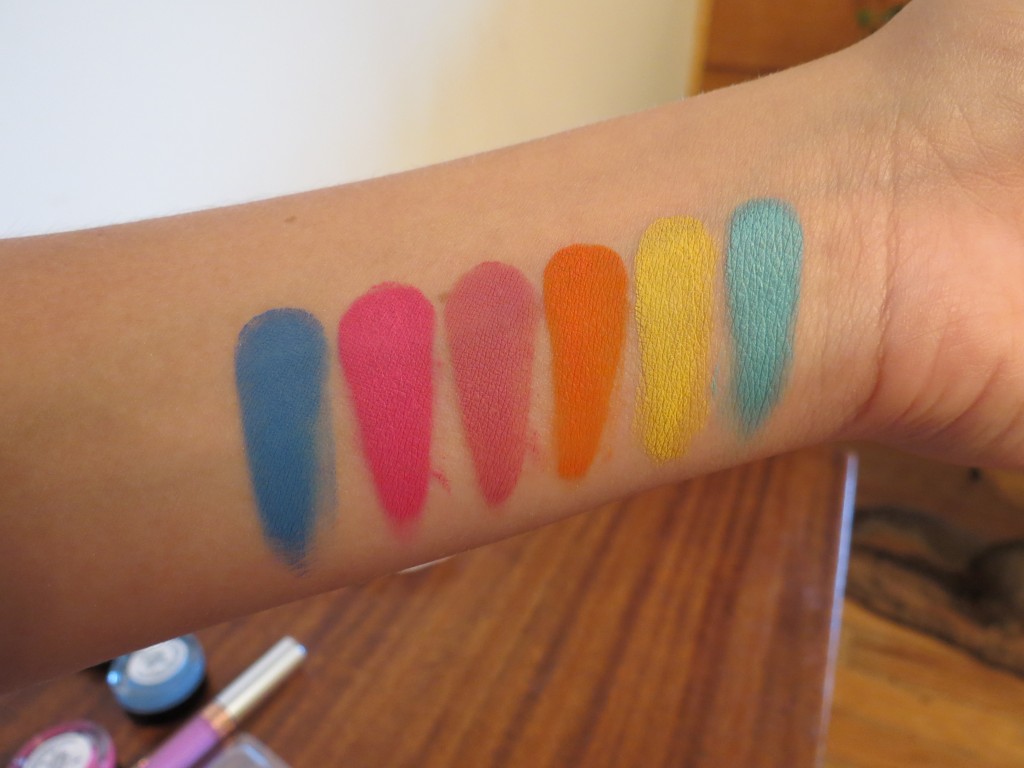 Left to Right: Ocean, Barbie Pink, Sunset, Coral Reef, Yellow, and Ice Blue (No flash)